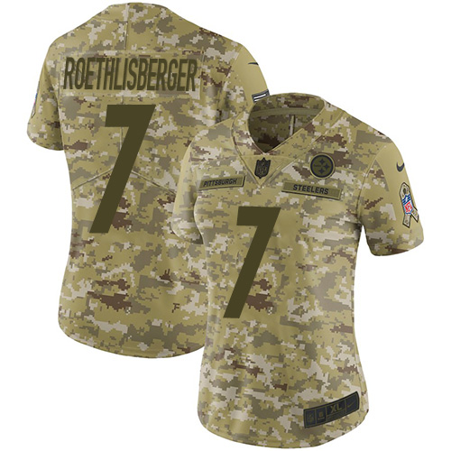 Women\’s Pittsburgh Steelers #7 Ben Roethlisberger Camo Stitched ...