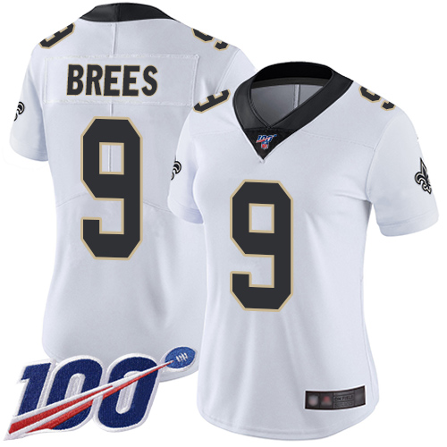 cheap jerseys league Women\'s New Orleans Saints #9 Drew Brees White Stitched 100th Season Vapor Limited Jersey china basketball jerseys