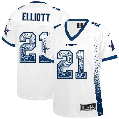cheap nfl jerseys 29.99 Women\'s Cowboys #21 Ezekiel Elliott White Stitched Elite Drift Fashion Jersey nike nfl jerseys china