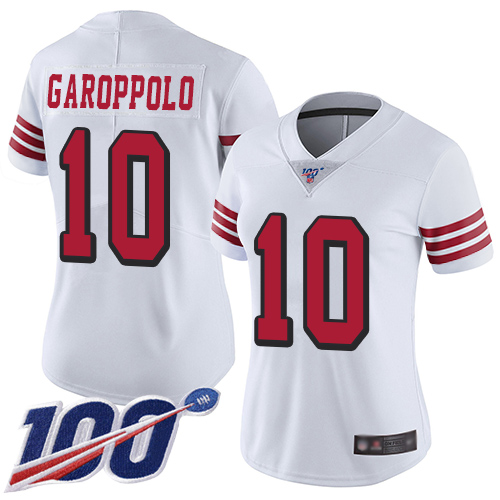 nfl wholesale jerseys online reviews Women\'s San Francisco 49ers #10 Jimmy Garoppolo White Rush Stitched Limited 100th Season Jersey nfl jerseys ...